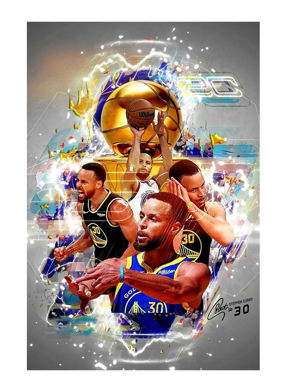 Niiorty Inspirational Basket Ball Stephen Curry Canvas Poster, 16 x 24-inch, Multicolour