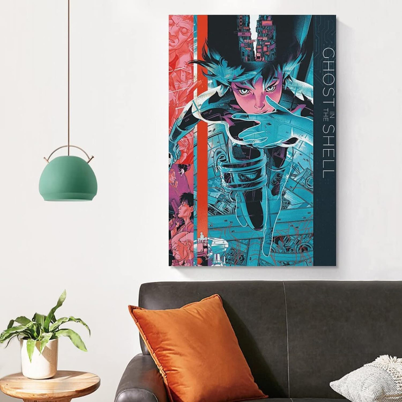 XINYUELONG Anime Ghost in The Shell Painting Poster Canvas Wall Art, Blue