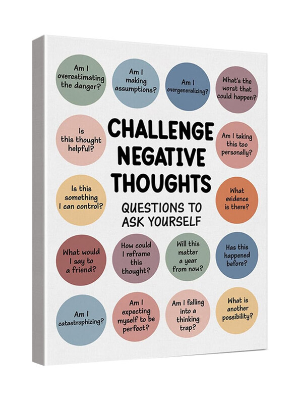 

Nurawo Motivational Mental Health Challenging Negative Thoughts Framed Wall Art Poster, 12 x 15-inch, Multicolour