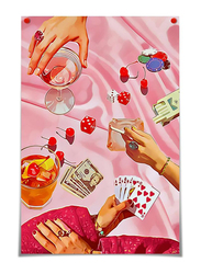 Oulores Unframed Canvas 12 x 16-Inch Vintage Poker Playing Cards Print Poster, Pink