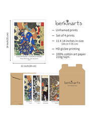 Berkin Arts Myths and Legends Tales Tsukioka Yoshitoshi Painting Unframed Giclee Art Paper Set, 4 Pieces, Multicolour