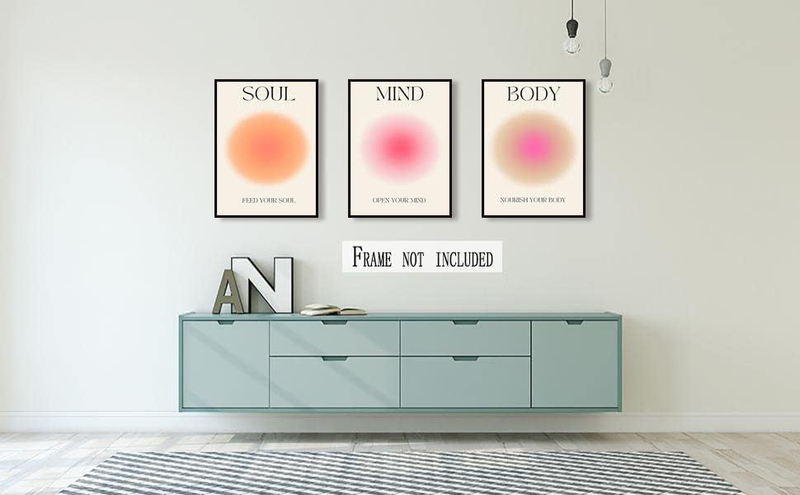 ZIYUAN Positive Aura Grainy Gradient Canvas Poster, 3 Pieces, Multicolour