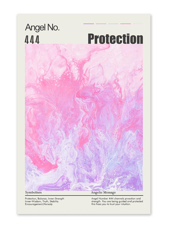 

DEZEMIN Unframed 12 x 18-Inch Angel Number - 444 Protection Poster, Pink