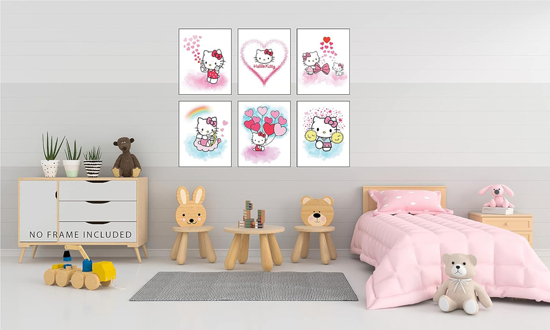 Liya Design Prints Hello Kitty Watercolour Prints Unframed Poster Set, 6 Pieces, Multicolour