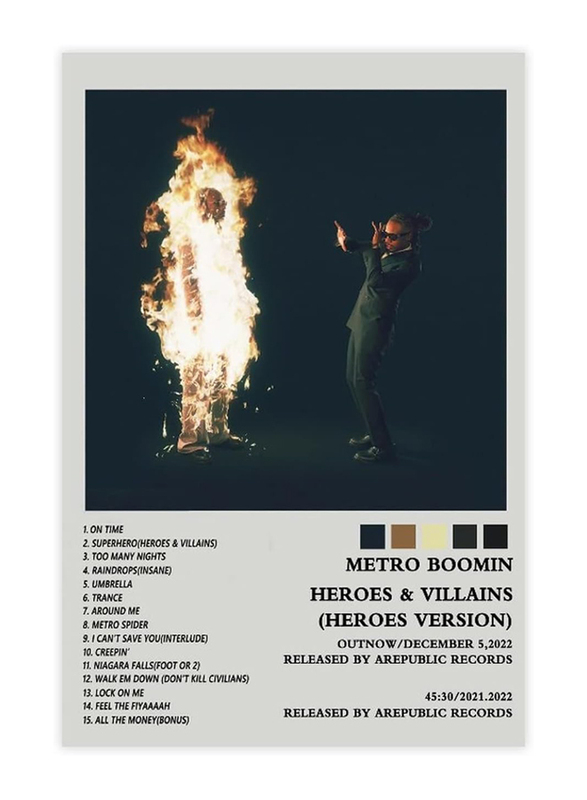 Metro Boomin HEROES & VILLAINS Album Canvas Poster, Multicolour