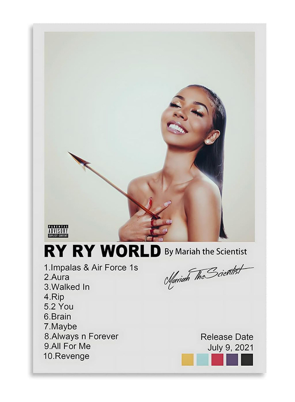 Unframed Canvas 16 x 24-Inch Mariah the Scientist "Ry Ry World" Album Cover Poster, Multicolour