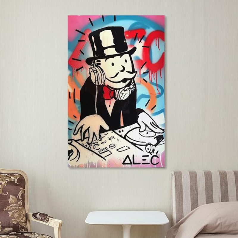 Flai Alec Graffiti Wear Headphones Funny Cartoon and Money Poster, 40 x 60cm, Multicolour