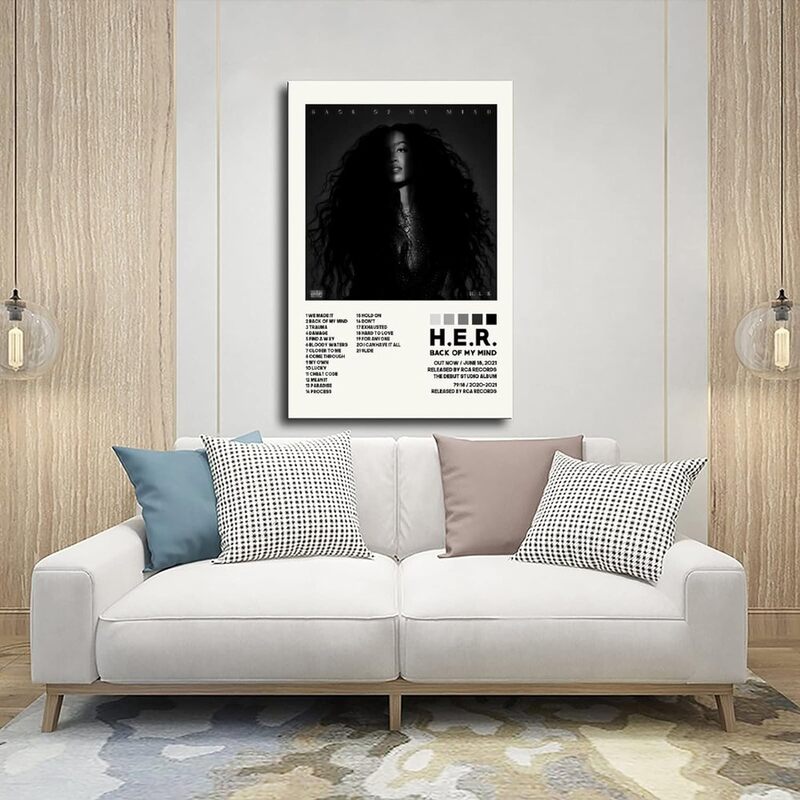 H.E.R Poster Back Of My Mind Album Cover Posters Canvas Wall Art, Black