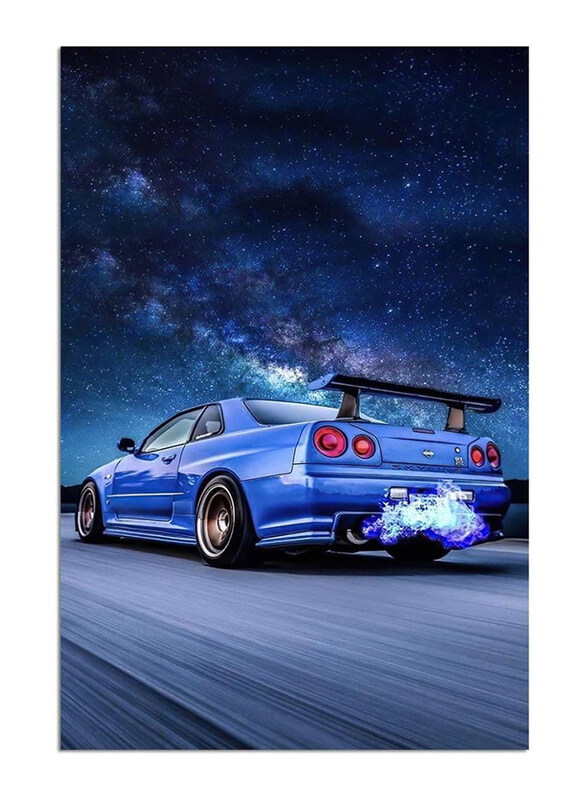 Alluckii Gtr Skyline R34 Canvas Poster, 12 x 18-inch, Blue