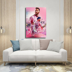 Lionel Messi Canvas Poster Wall Art Decor, 16 x 24 inch, Pink