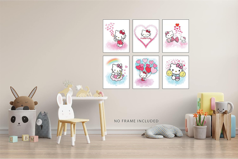 Liya Design Prints Hello Kitty Watercolour Prints Unframed Poster Set, 6 Pieces, Multicolour