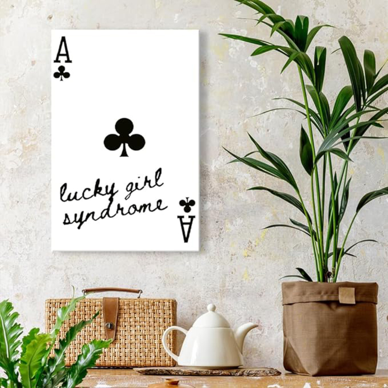 Oppqrrs Funny Girly Preppy Ace Playing Poker Canvas Posters, Multicolour