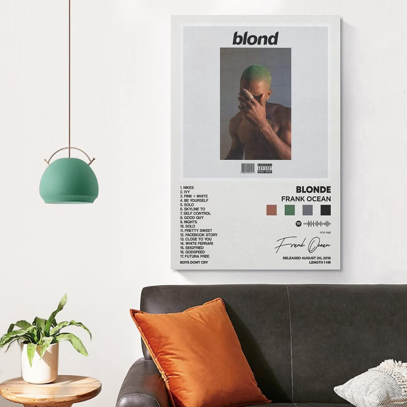 12 x 18-Inch Unframed Canvas Frank Ocean Blonde Album Cover Poster Wall Art, Multicolour
