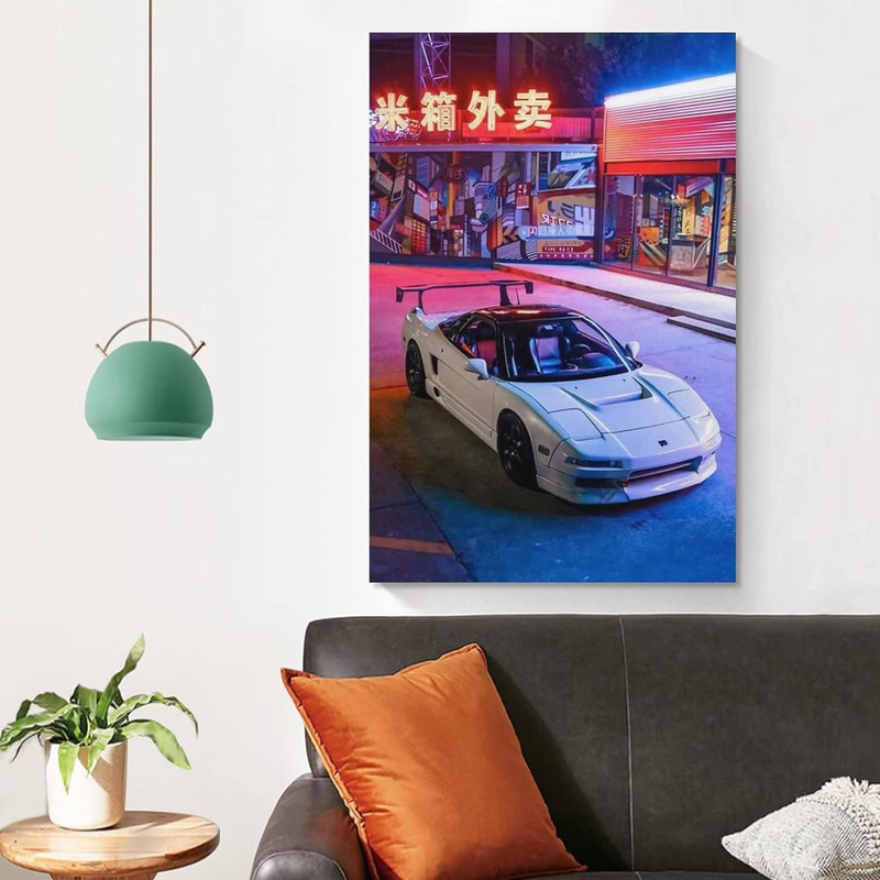 Jdm Car Poster Japanese Night Street Art Hanging Poster, Multicolour