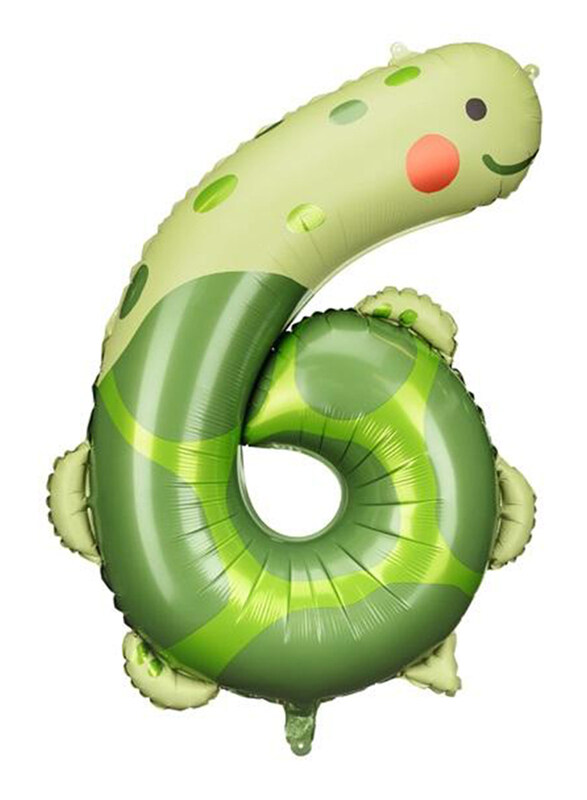 

PartyDeco Number 6 Turtle Foil Balloon, 75 x 96cm, Green