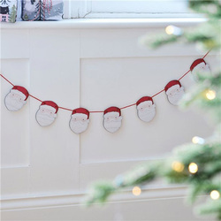 Bunting Wooden Santa, White/Red