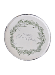 8 Pieces Merry Christmas Wreath Paper Plate, Silver