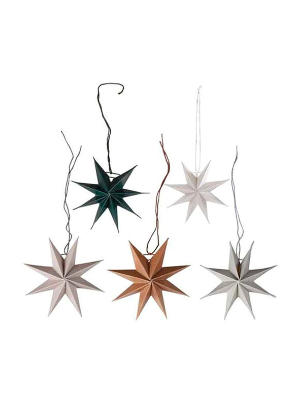 Paper Star Hanging Christmas Tree 3D Contemporary Decorations, 5 Pieces, Multicolour