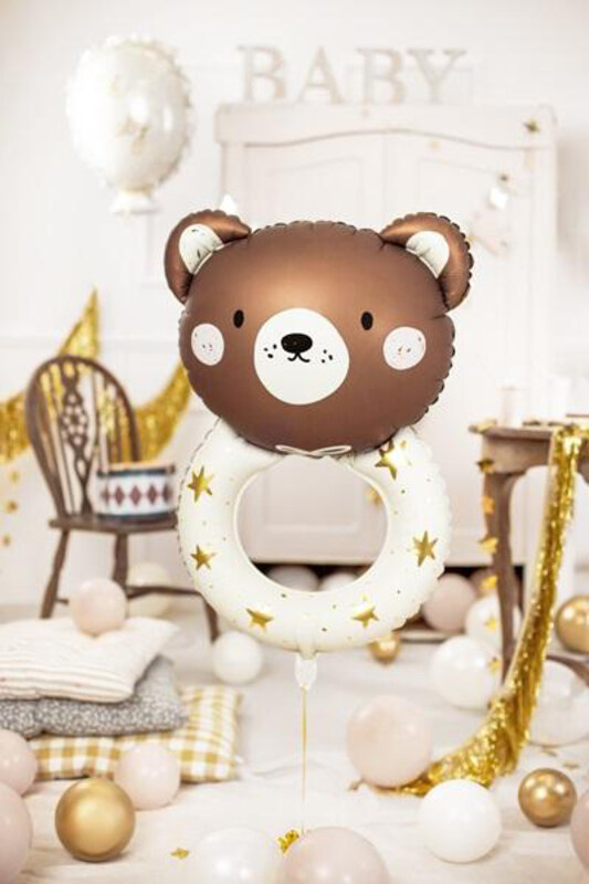 

PartyDeco Teddy Rattle Foil Balloon, 61 x 88cm, Brown