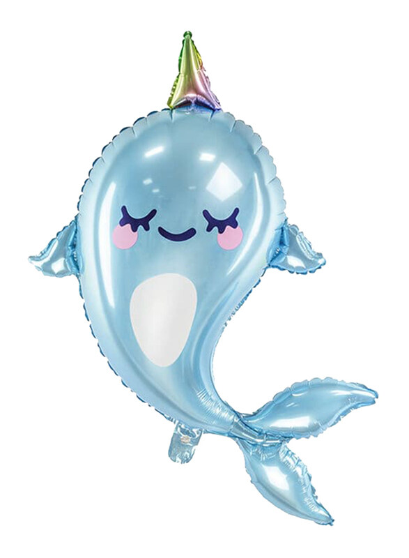 Narwhal Foil Balloon, 53 x 87cm, Blue