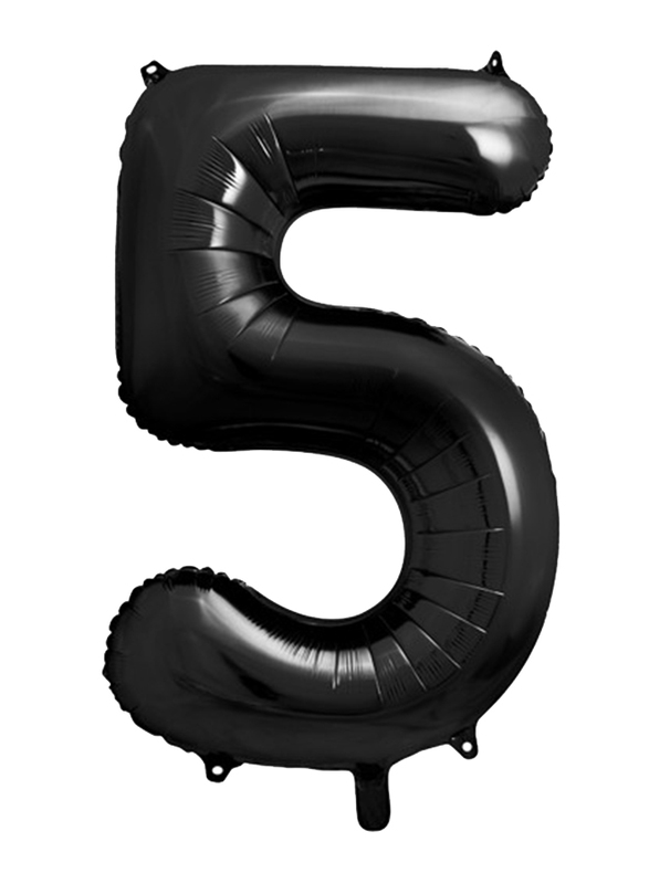 PartyDeco 86cm Number 5 Foil Balloon, Black