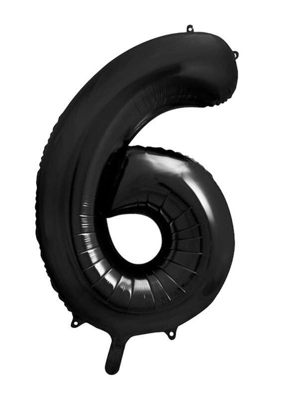 

PartyDeco 86cm Number 6 Foil Balloon, Black