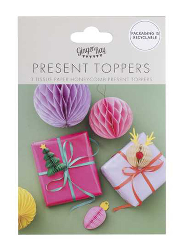 

Ginger Ray Honeycomb Present Toppers, Multicolour