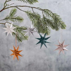 Paper Star Hanging Christmas Tree 3D Contemporary Decorations, 5 Pieces, Multicolour