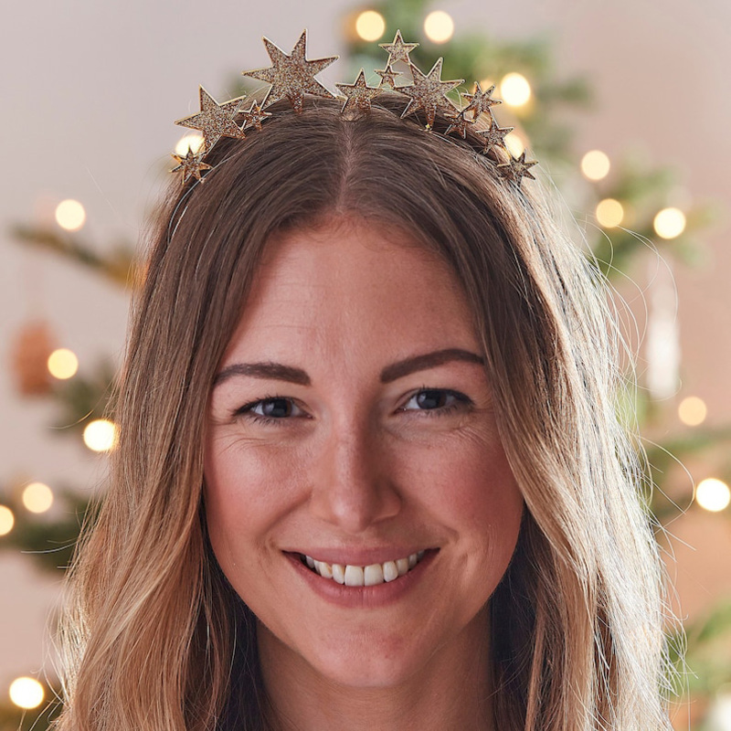 Merry Christmas Party Stars Headband, Rose Gold