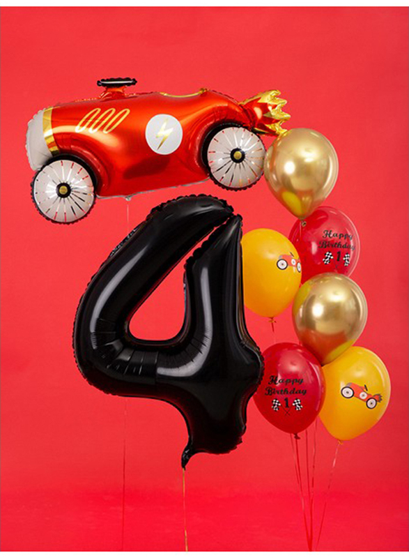 PartyDeco 86cm Number 4 Foil Balloon, Black