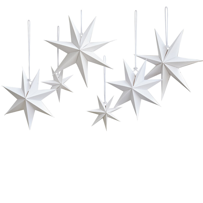 Bunting - 8 Point Paper Stars - White