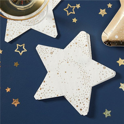 16 Pieces Foiled Star Shaped Paper Napkins, Gold