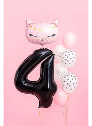 PartyDeco 86cm Number 4 Foil Balloon, Black