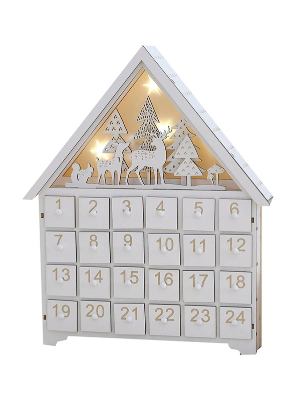 Wooden Christmas Light Up Advent Calendar, White