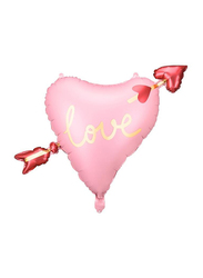 PartyDeco Heart with Arrow Foil Balloon, Pink
