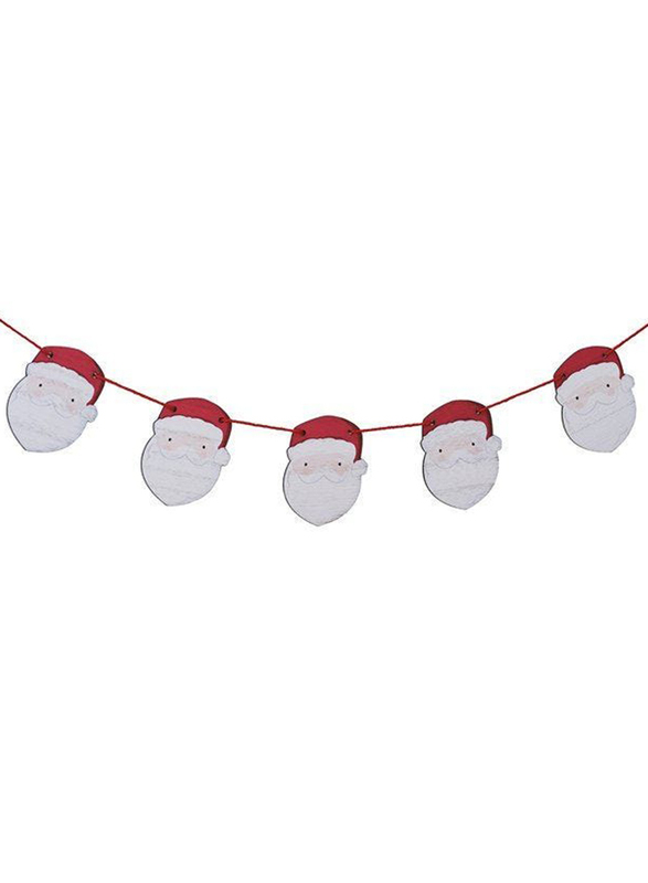 Bunting Wooden Santa, White/Red