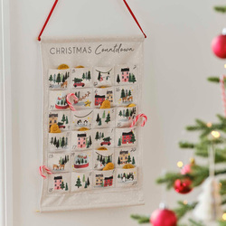 Ginger Ray Fabric Christmas Scene Advent Calendar, Multicolour