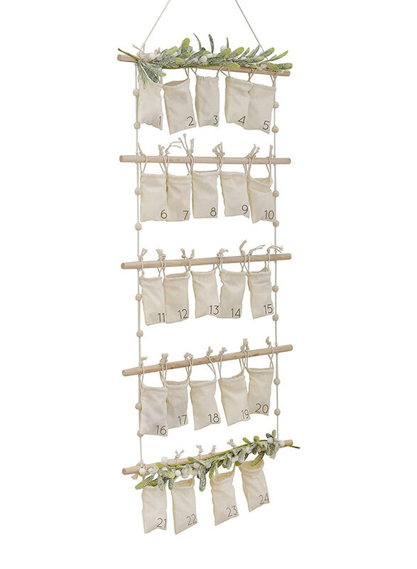 

Ginger Ray Hanging Fill Your Own Bags with Foliage Advent Calendar, Cream