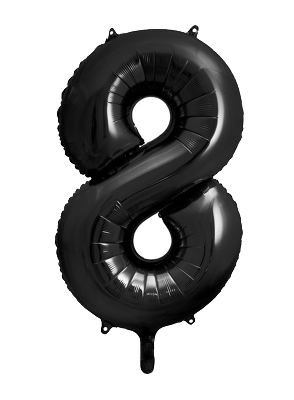PartyDeco 86cm Number 8 Foil Balloon, Black