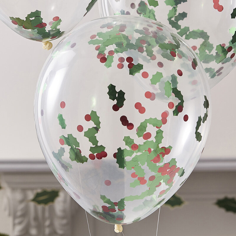 Pet Holly Confetti Balloons, Multicolour