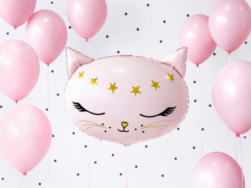 Cat Foil Balloon, 48 x 36cm, Light Pink