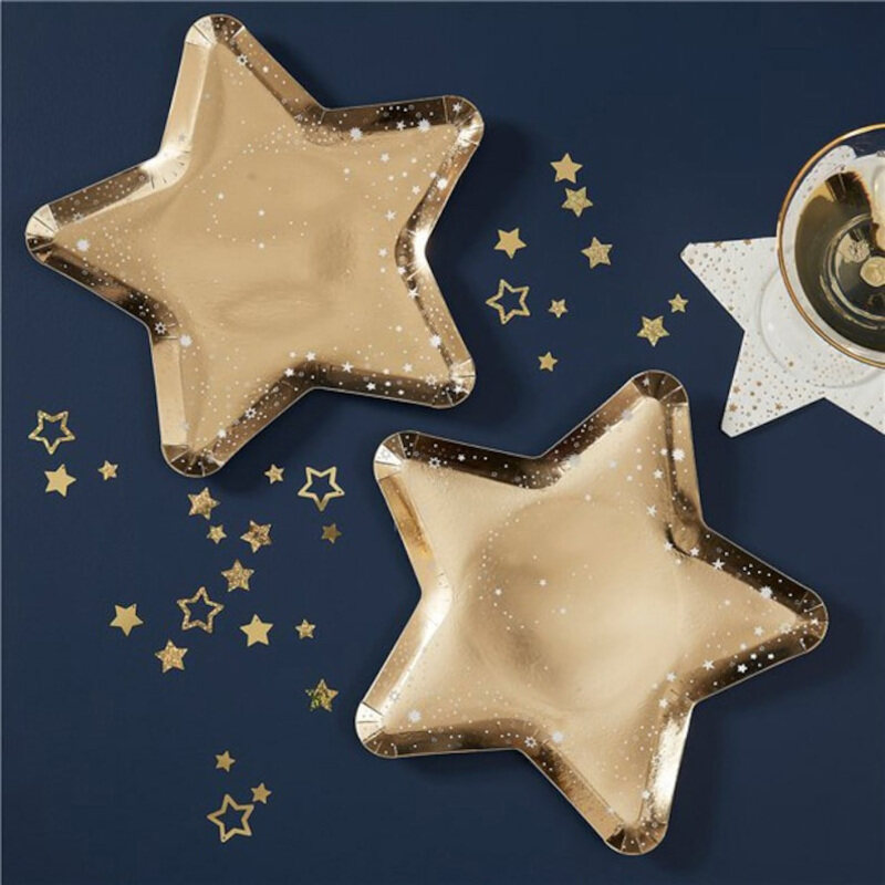 

Generic 8 Pieces Star Shaped Paper Plates, Gold
