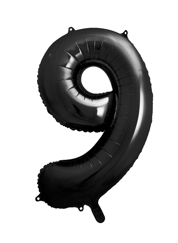 PartyDeco 86cm Number 9 Foil Balloon, Black