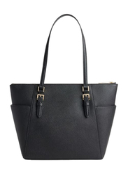 Michael Kors Charlotte Large Saffiano Leather Top-Zip Tote Bag for Women, 35T0GCFT7L-1, Black