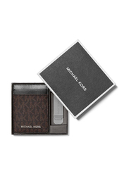 Michael Kors Logo Card Case with Bill Clip for Men, Brown