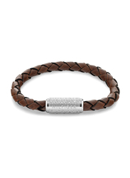 Tommy Hilfiger 2790482 Leather Braided Bracelet for Men, 19cm, Light Brown