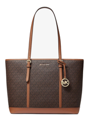 Michael Kors Jet Set Travel Large Logo Tote Bag for Women, Brown