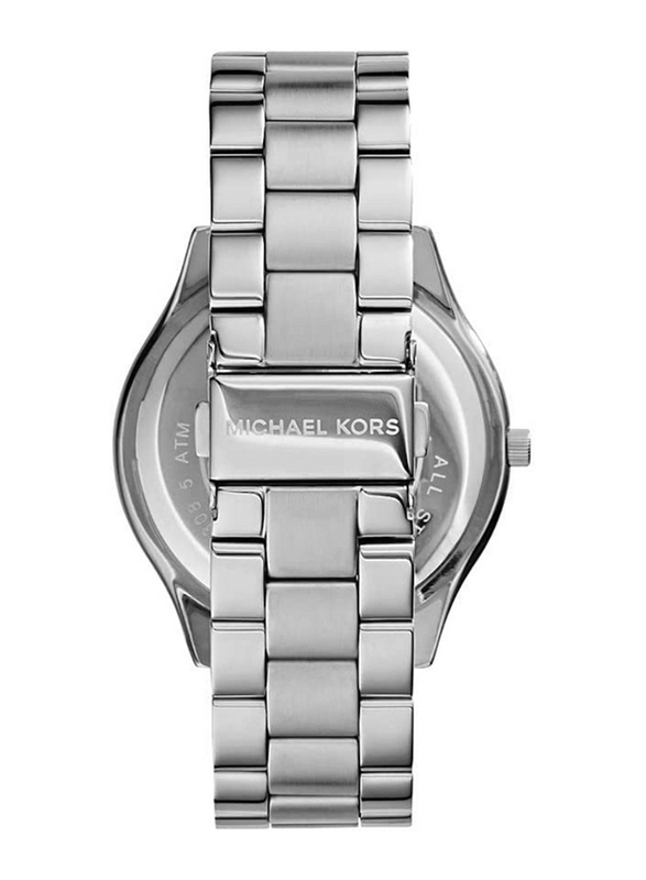 Michael Kors Analog Watch for Women with Stainless Steel Band, Water Resistant, MK3178, Silver-Silver