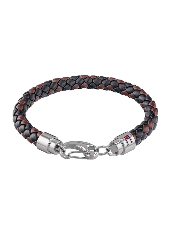 Tommy Hilfiger 2790047 Leather Braided Bracelet for Men, 21.5cm, Brown