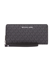 Michael Kors Travel Continental Zip Wallet Wristlet for Women, Black